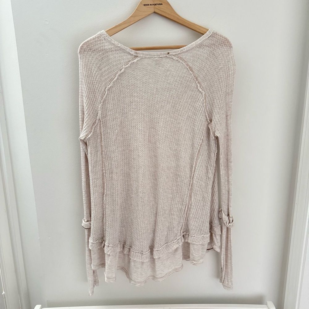 Free People We The Free Knit Top Sweater Oversized Beige Neutral Boho XS - Picture 2 of 4